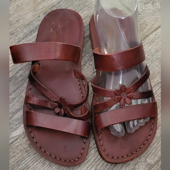 Camel Israel ATARA DAISY Handmade Leather Sandals Strappy Slip On Honey Brown - Picture 9 of 9